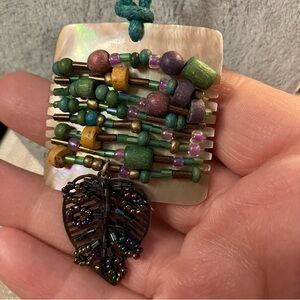 Caracol Boho Mother of Pearl Leaf Beaded Necklace